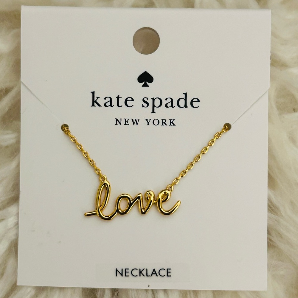 Kate Spade Gold Love Script Necklace NWT